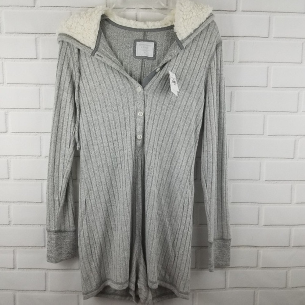 Abercrombie & Fitch Grey Ribbed Sleep Romper